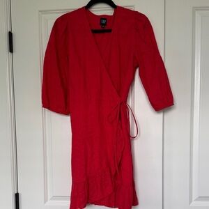 GAP Vibrant Red Wrap Dress